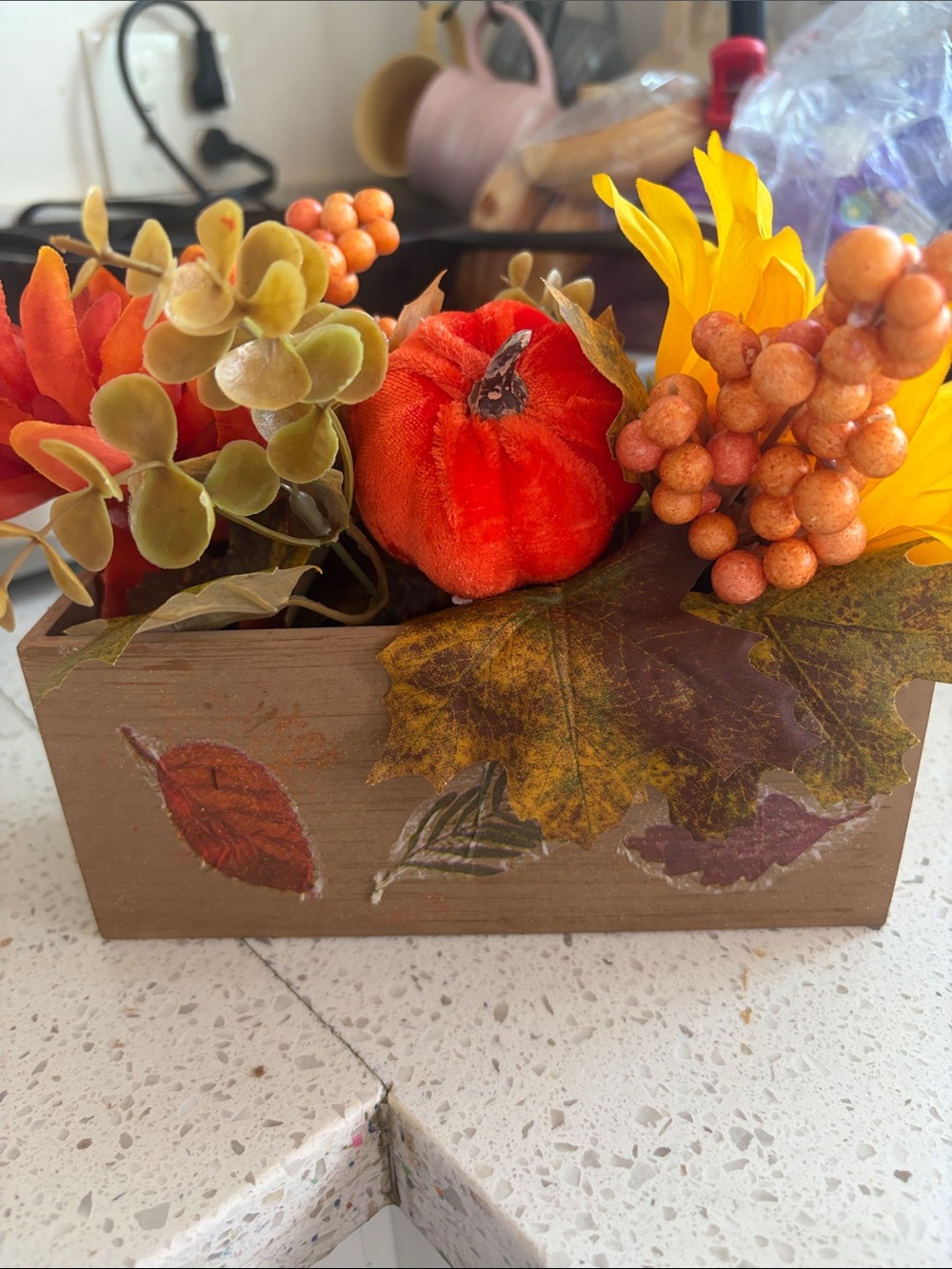 Autumn Harvest Faux Floral Box - OrangeNew 8’ long by 3 inches wide New